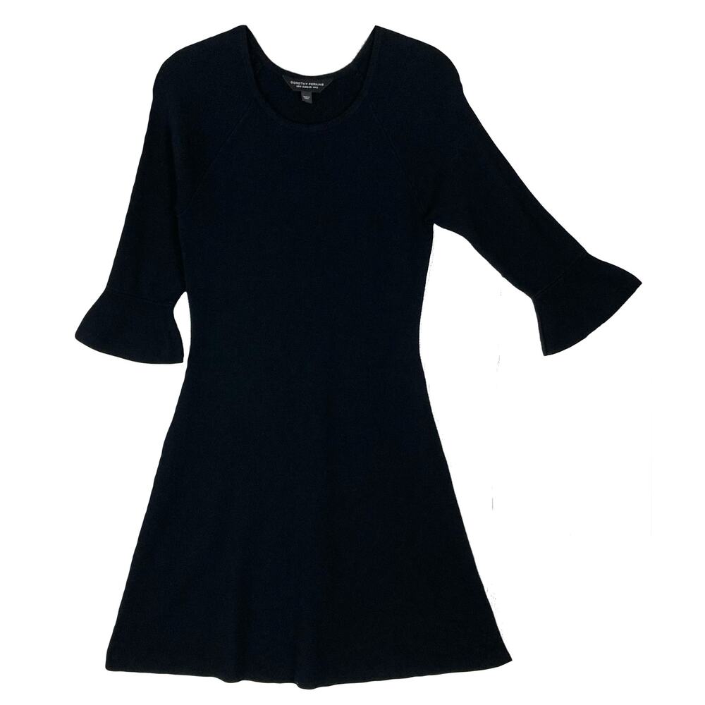 Nwot DOROTHY PERKINS Dress 4 Black Sweater Fit&Flare Flared-Long-Sleeve Stretchy